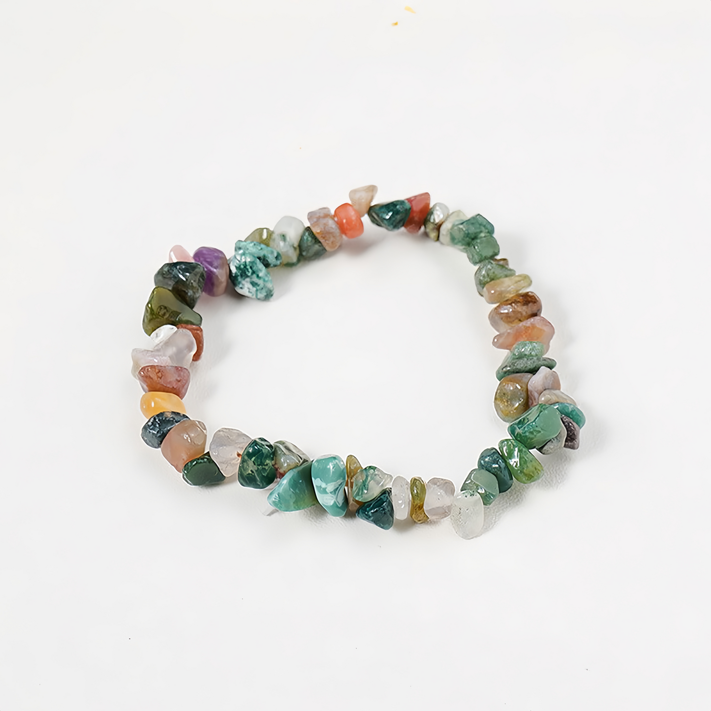 (Vibrant Energy) Natural Crystal Chip Stretch Bracelet (Agate Chips)