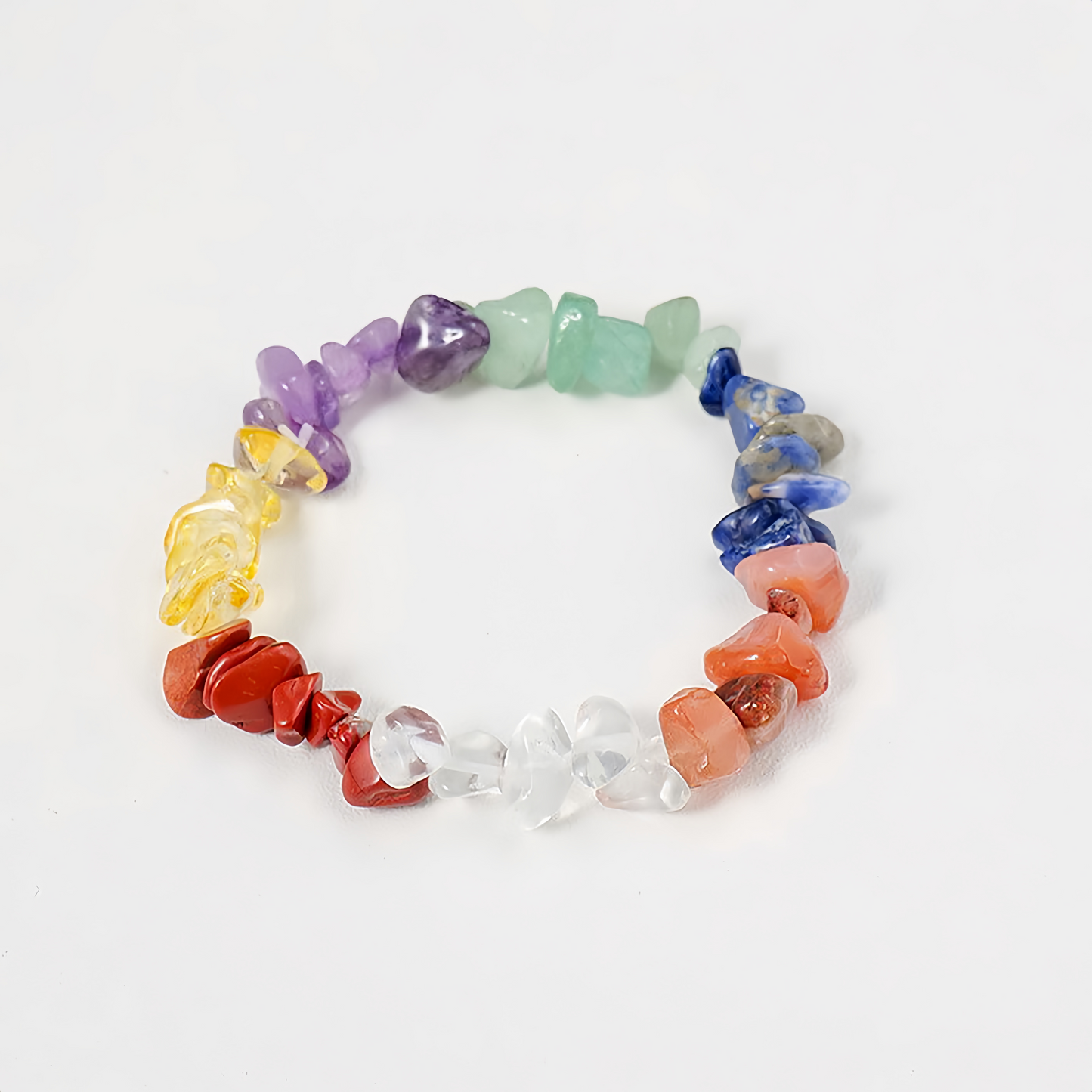 (Vibrant Energy) Natural Crystal Chip Stretch Bracelet (Agate Chips)