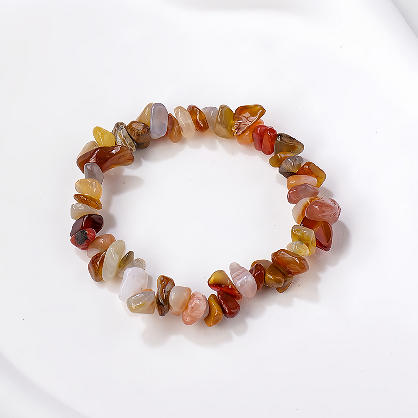 (Vibrant Energy) Natural Crystal Chip Stretch Bracelet (Agate Chips)