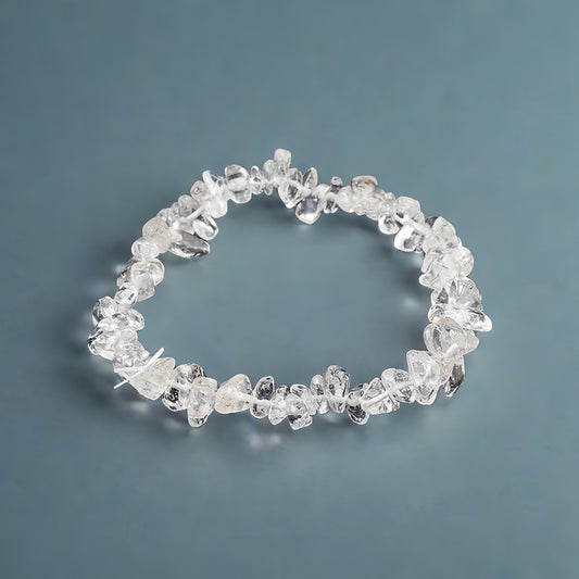 (Vibrant Energy) Natural Crystal Chip Stretch Bracelet (Agate Chips)