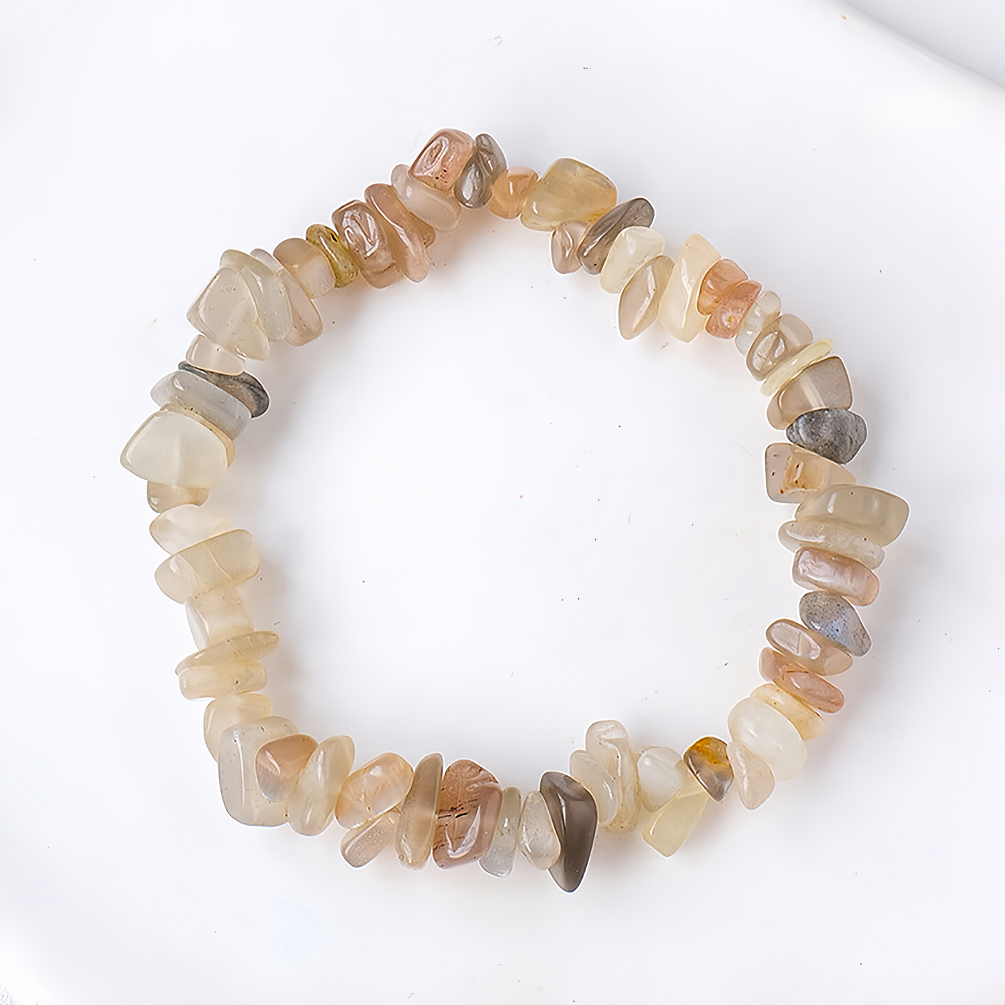 (Vibrant Energy) Natural Crystal Chip Stretch Bracelet (Agate Chips)