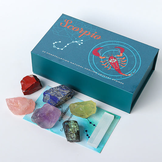 (Zodiac Energy Stones) Natural Crystal Zodiac Set (Gift Box)