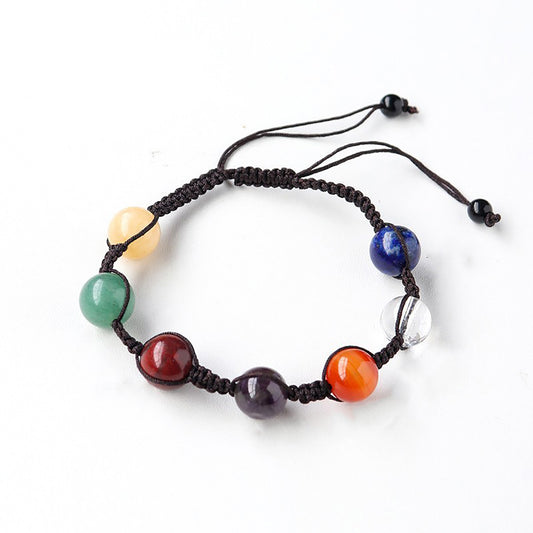 The bracelet is adorned with seven gemstones of various colors, showcasing rich colors and unique design, making it very eye-catching.