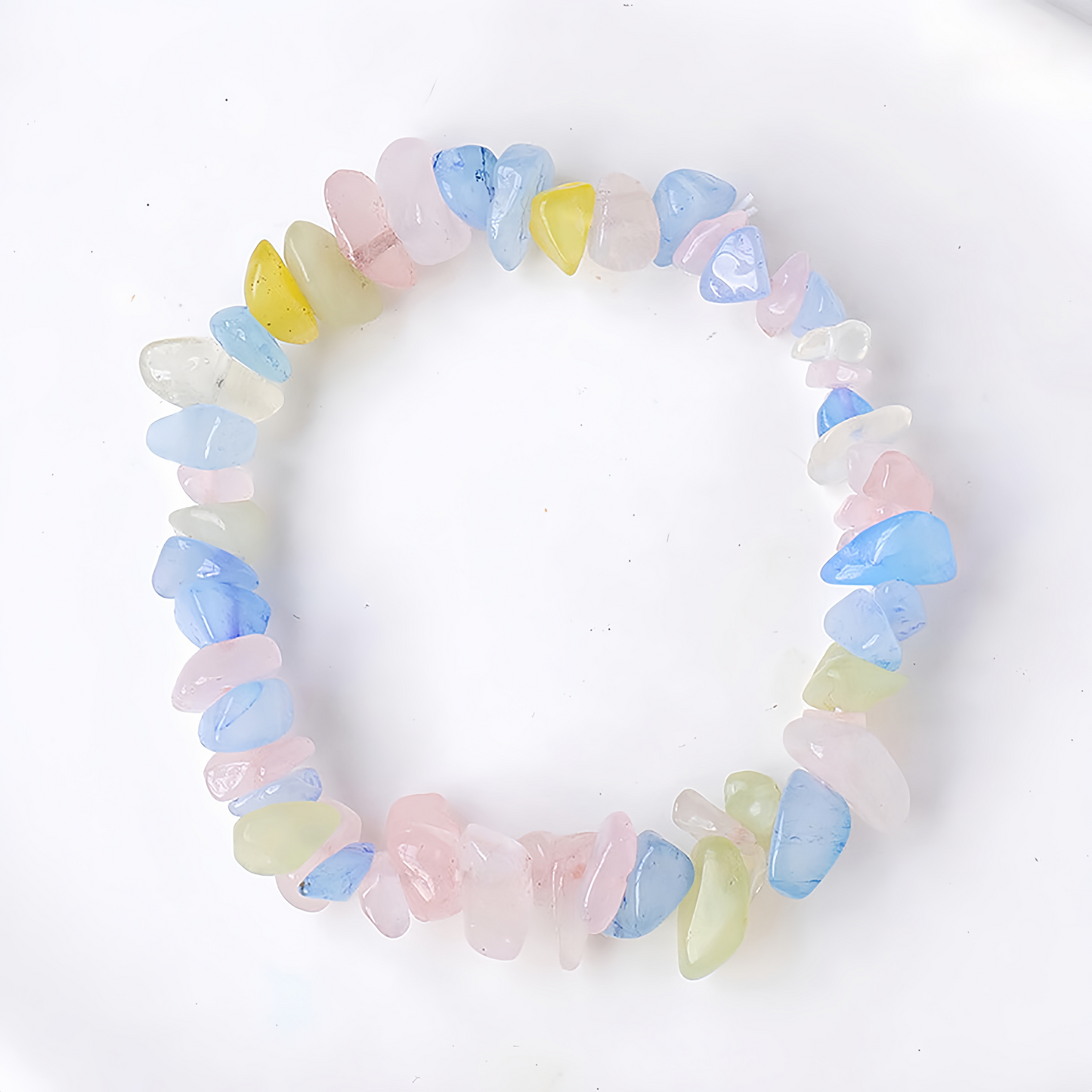 (Vibrant Energy) Natural Crystal Chip Stretch Bracelet (Agate Chips)